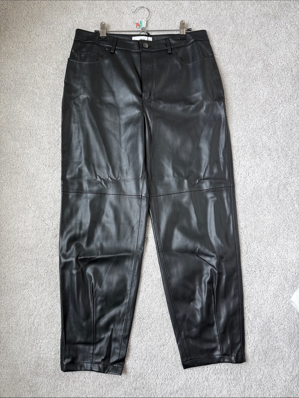 Mango Black Faux Leather Straight-Leg Men’s Trousers
